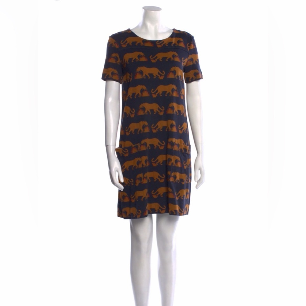 EUC Marc by Marc Jacobs Navy and Mustard Leopard Print Short Sleeve Dress